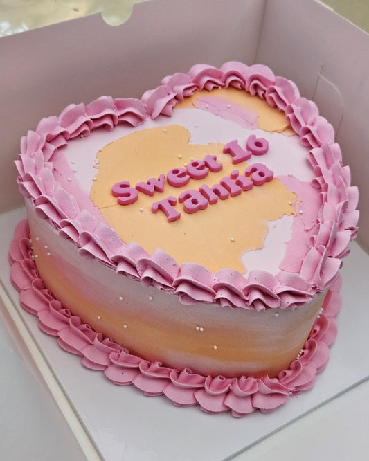 Heart Cake - Watercolour