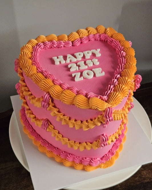 Heart Cake - Vintage Piping