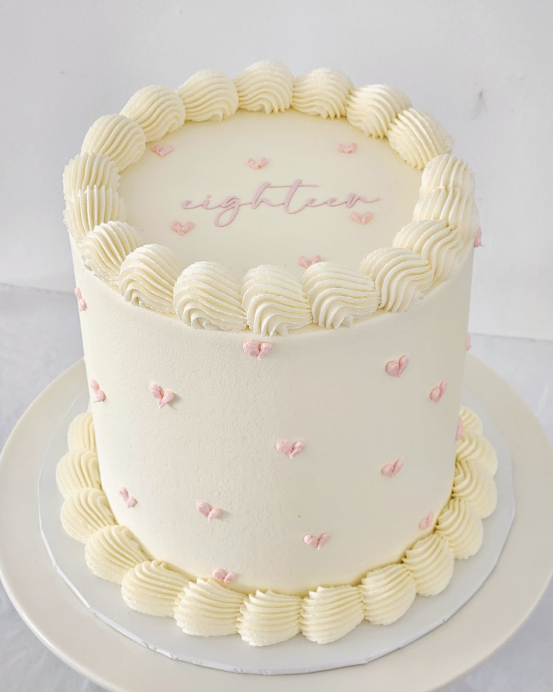 Piped Hearts Cake